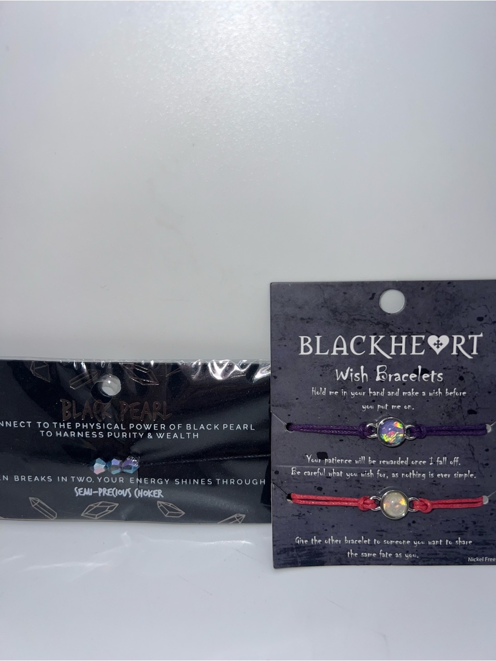 New Set Of 2 Hot Topic Blackheart Wish Bracelets & Semi-Precious Choker